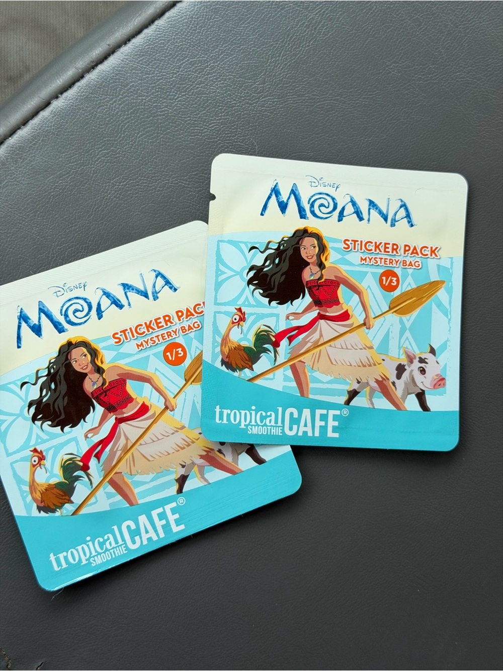 2 Tropical Smoothie limited edition collectable Disney Moana Sticker Packs